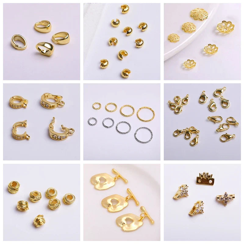 14K Gold Plated Brass Earrings Hooks Round Hoop Earrings,Earring Fixtures,Fasteners For Earrings,DIY Earring Making Accessories