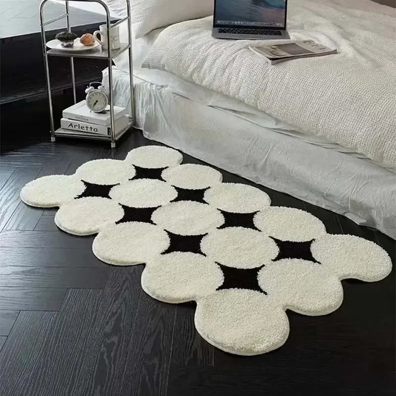 Plush Thicken Rugs Black White Carpet for Living Room Soft Fluffy Bedside