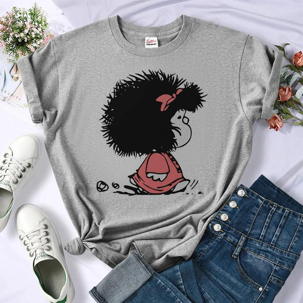 Mafalda tshirt women designer graphic manga Tee girl harajuku comic streetwear clothes