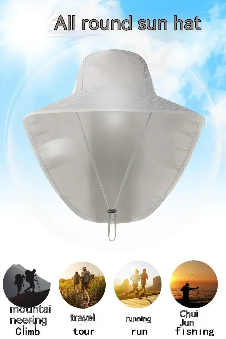 Wide Brim Sun Hat with Neck Flap for men women Adjustable Outdoor