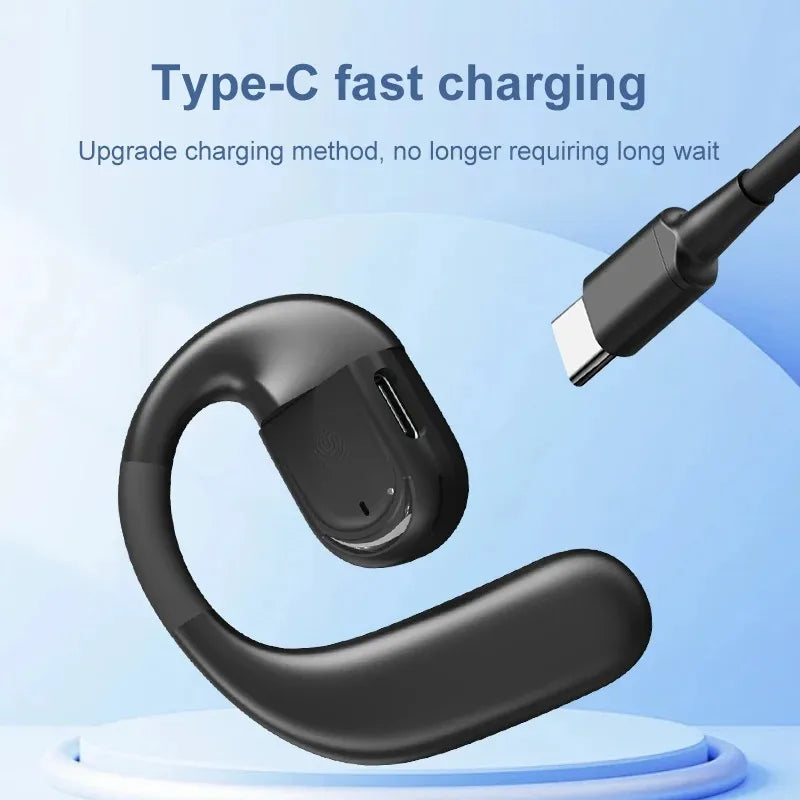 Bluetooth 5.4 Business Earphone Wireless Single Headphone with HD Mic Ear Hook HiFi Stereo Music Earbud for Xiaomi Samsung Phone