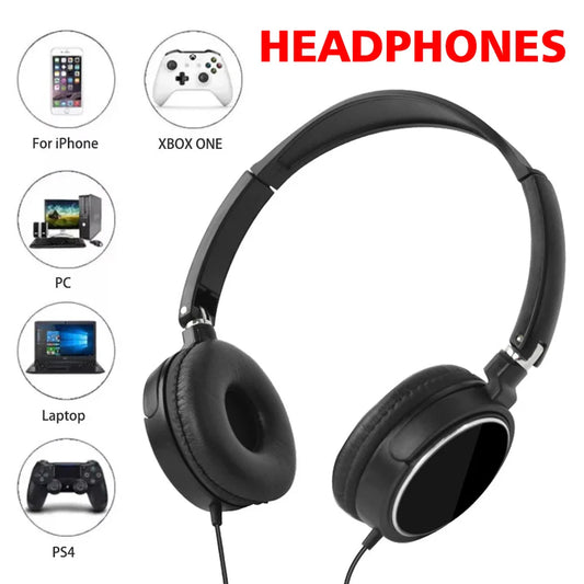 3.5mm/Type-C Wired Headphones Foldable Adjustable Headset Bass Stereo Earphones For Pc Mp3 Mobile Headphones With Noise Cancel