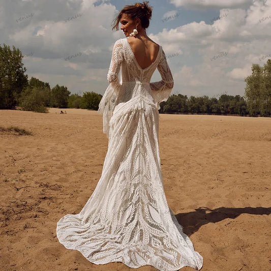 White Bridesmaid Dresses: Wedding Dresses For Women V-Neck Backless Bridal Gowns