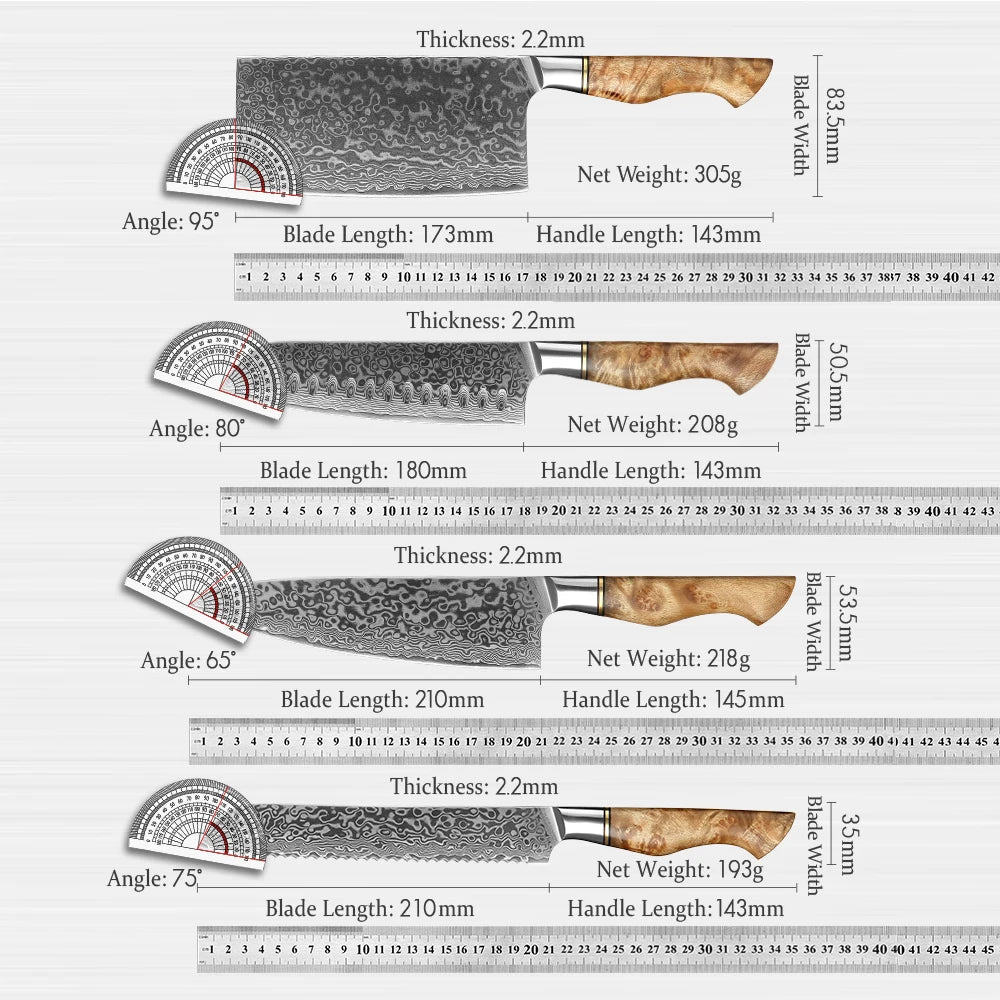 Kitchen Knife Set 1-7PC Damascus Steel knives Chef Knife Kitchen