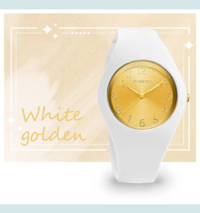 SANDA 6186 Simple Luxury Student Quartz Watch Clock Gift Outdoor Light Silicone Strap Wristwatch for Boy and Girl