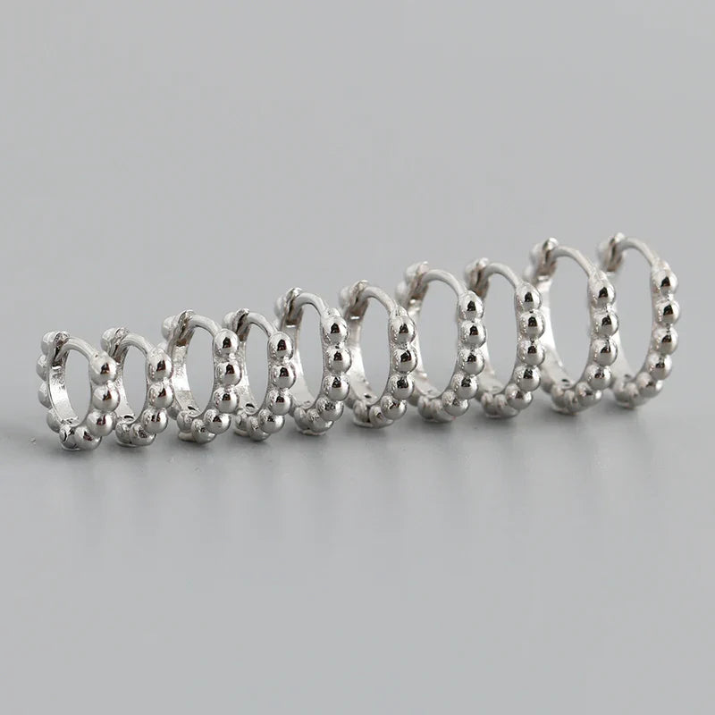 WANTME 925 Sterling Silver Simple Fashion Glossy Beads Gold Huggies Hoop Earrings for Women Gothic Piercing Jewelry Accessories