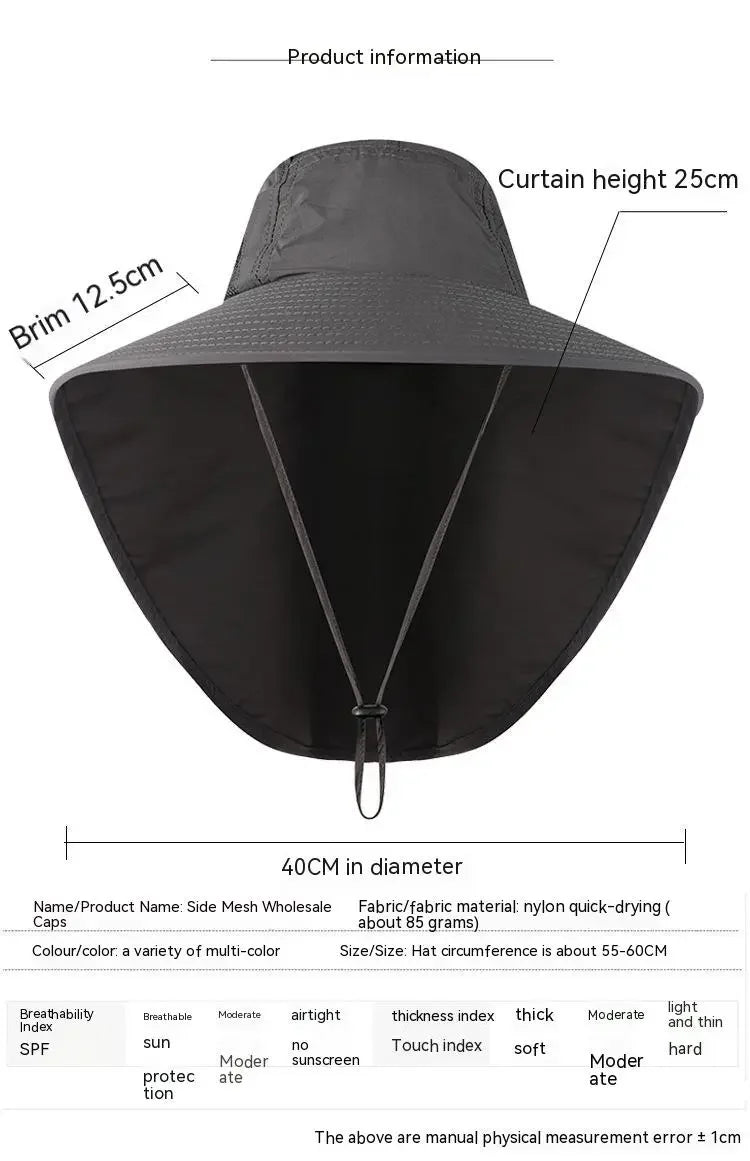 Wide Brim Sun Hat with Neck Flap for men women Adjustable Outdoor