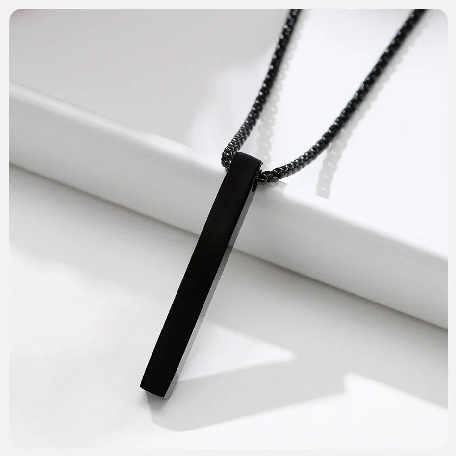 Vnox 5mm Pillar Necklace for Men Women, Stainless Steel 3D Bar Pendant, Minimalist Simple Casual Unisex Neck Collar