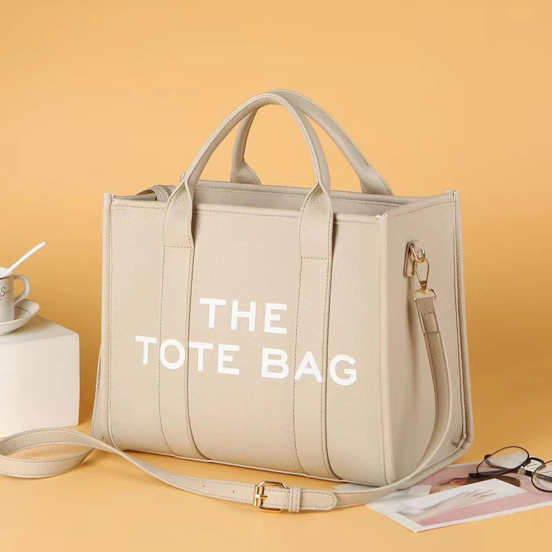 Women's Casual Tote Bag, Fashion PU Leather Shoulder Bag, Large Capacity Travel