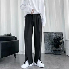 Black Suit Pants Men Fashion Society Mens Dress Pants Korean Loose Straight Pants Mens