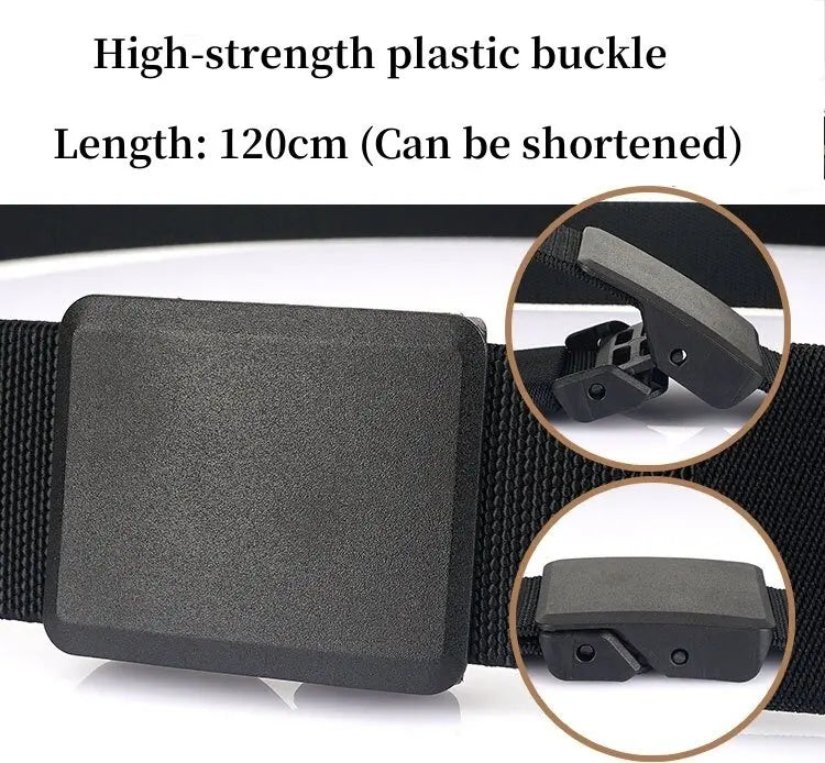 New Metalless Elastic Belt for Men and Women Premium Plastic Buckle Stretch Casual Belt 120cm Jeans Girdle Male