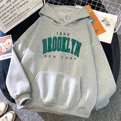 1898 Brooklyn New York Printed Women Hoodies Fashion Fleece Hoody Creativity