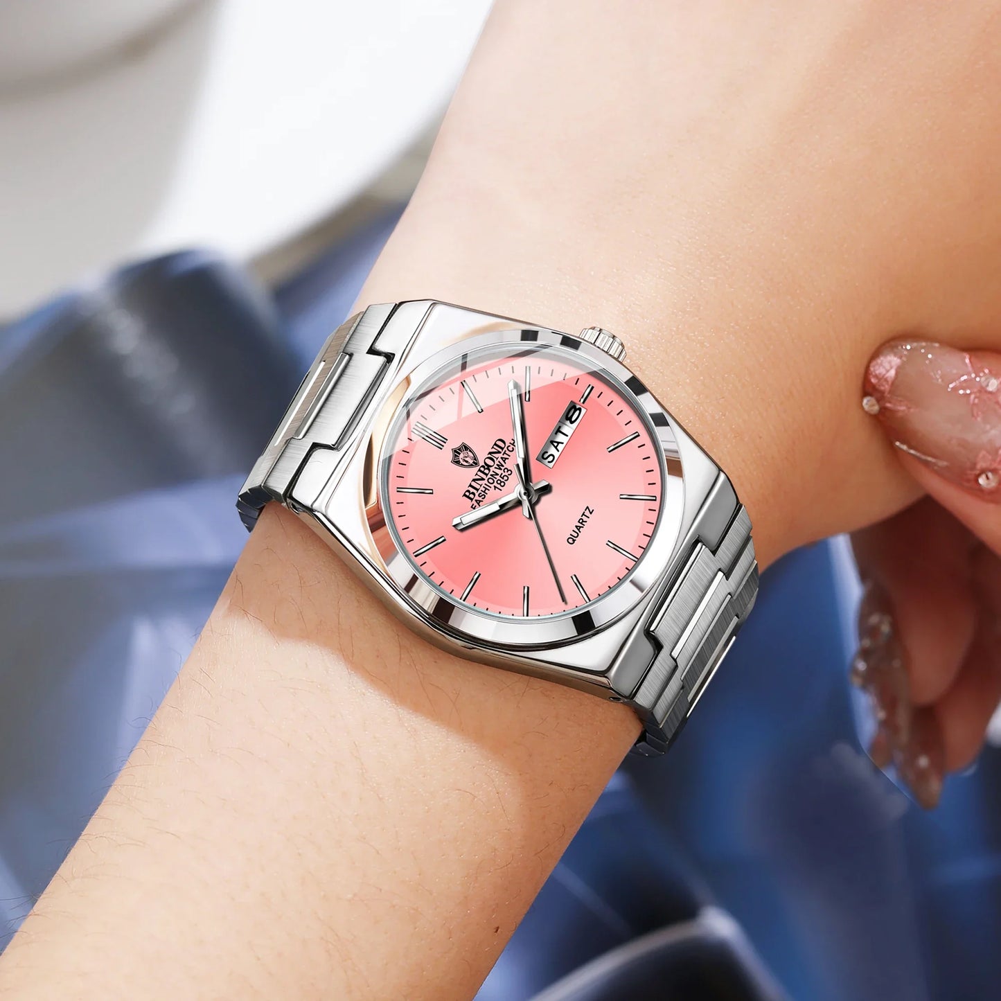 BINBOND 103 Business Women's Quartz Watch Waterproof Double Calendar Night Light Non Mechanical Ultra Thin Women's Quartz Watch