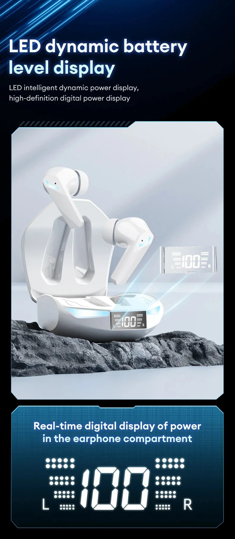 Original Lenovo XT53 Bluetooth V5.4 Earphones LED Power Display Gaming Headphones Waterproof Anti-sweat Upgraded Wireless Earbud