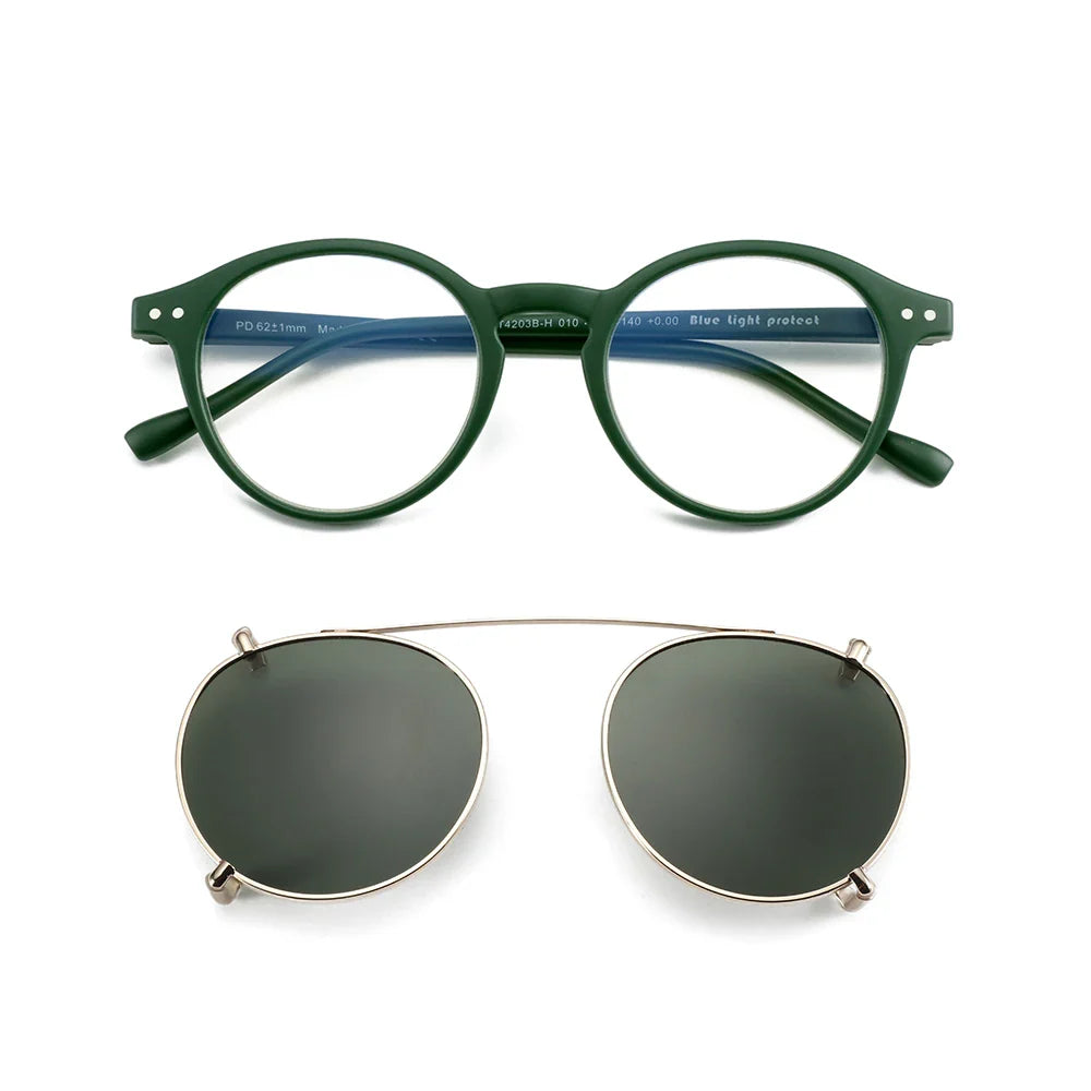 ZENOTTIC Steampunk Style Glasses (Anti Blue Light Blocking Eyewear) + Clip Lenses（Polarized Sunglasses Clips）for Women Men