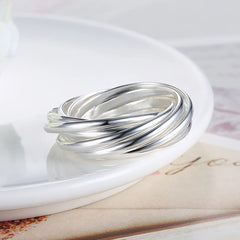 925 Sterling Silver Fine Five Circles Ring For Women Fashion Folk-custom Wedding