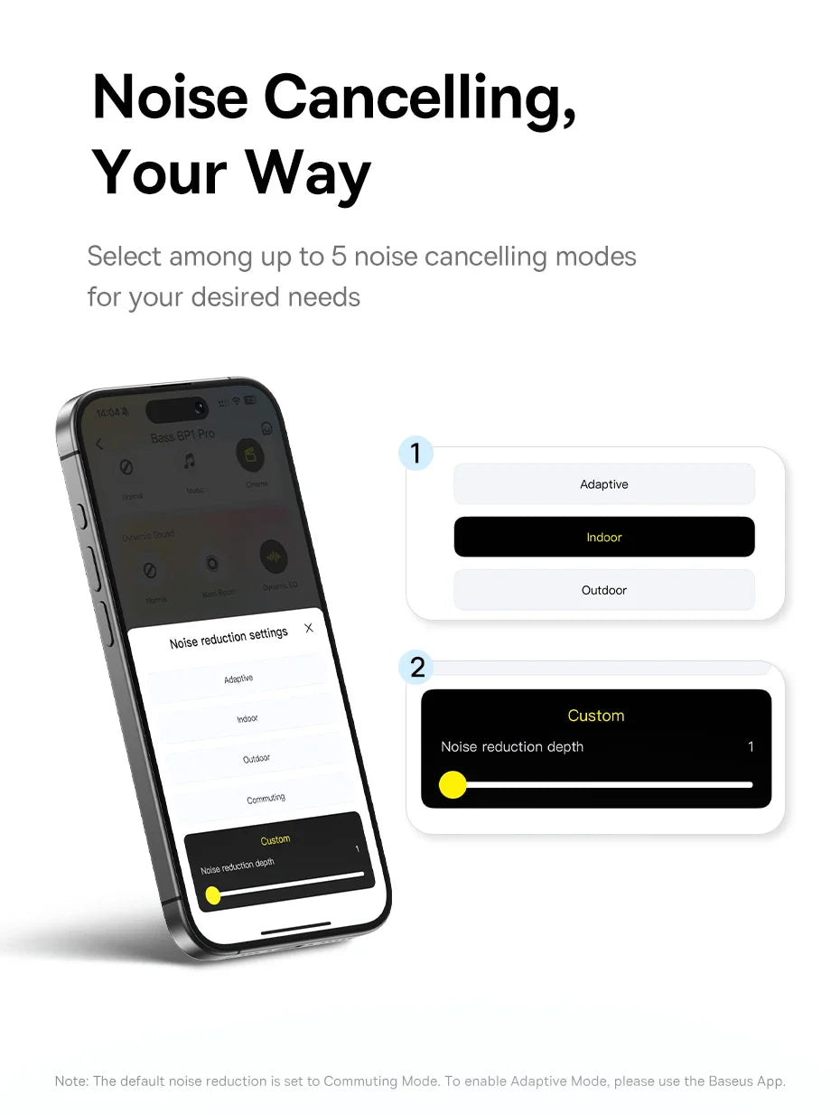Baseus EP10 Pro ANC Earbuds Wireless Bluetooth 6.0 Earphones 50dB Realtime Adaptive Headphones 6 Mic Hi-Res LDAC IP55  Ear buds