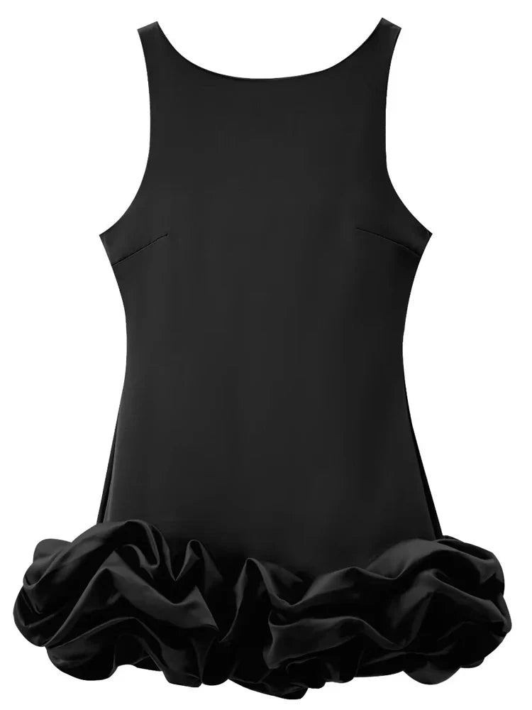 HXAO White Short Dress Women's Ruffle Backless Party Dresses Black Red Sleeveless Bodycon Mini Dress Woman Summer Sexy Vestidos