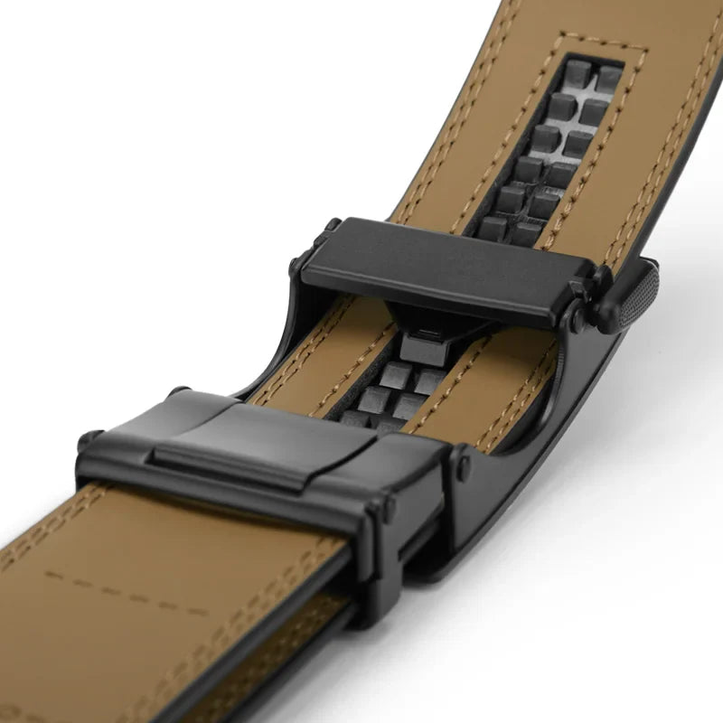 Leather belt men High Quality Genuine Leather Belts, Automatic Buckle Belt, Adjustable No Hole Belt Jeans Belt for Men