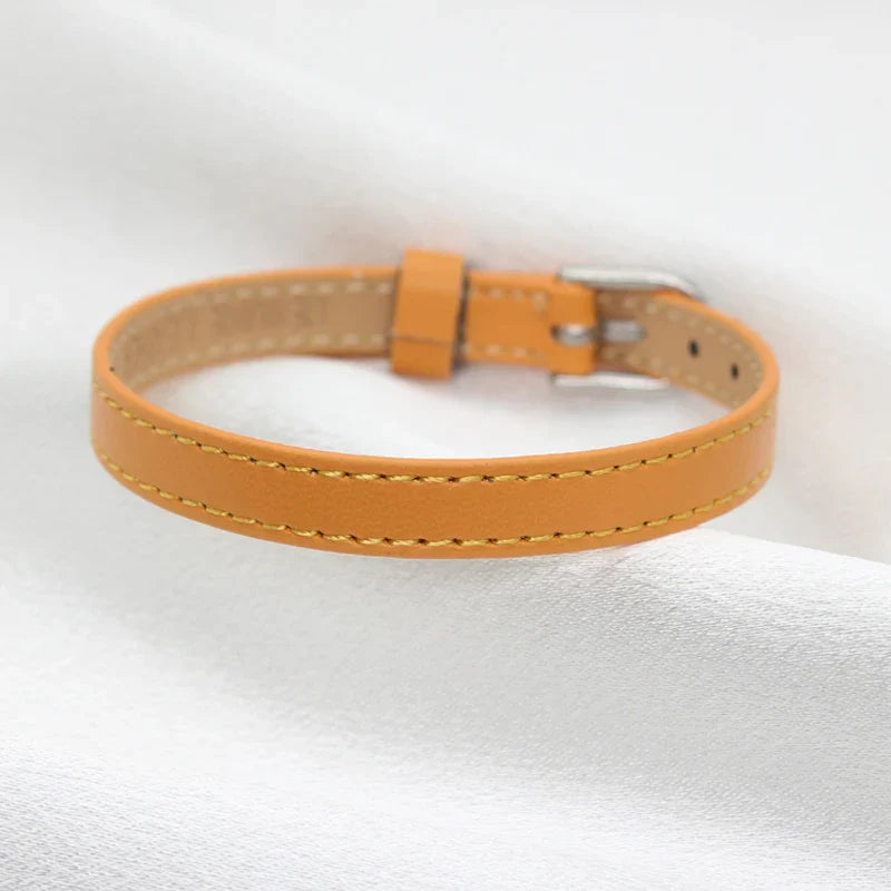 20pcs Real Leather Bracelet Band 8/10mm Width 21cm Length Through Slide Charms Letters Alphabet DIY Jewelry For Women Kids Gift