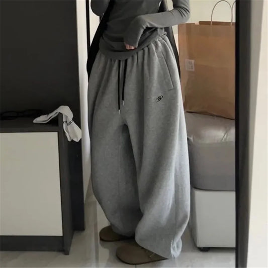 Gray Oversize Style Loose Sweatpants Women Harajuku Korean Fashion Sport Pants