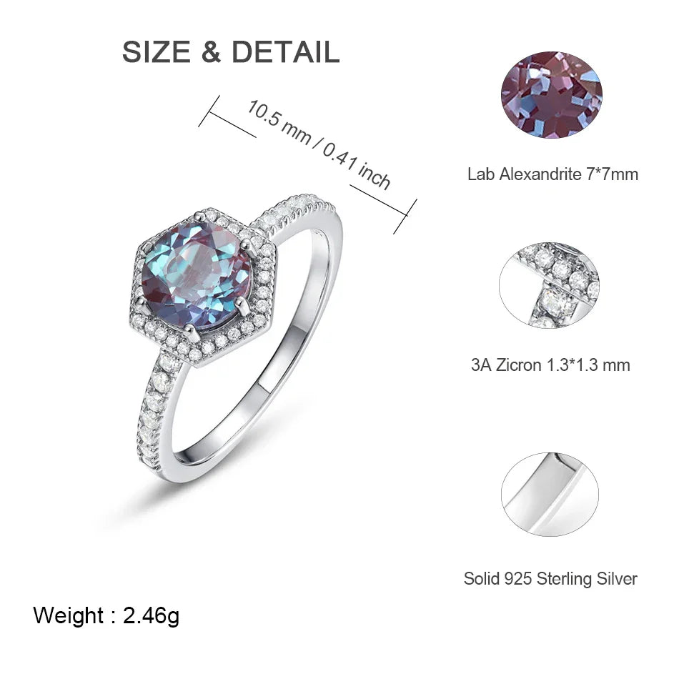 ALLNOEL 925 Sterling Silver Alexandrite Ring For Women Exquisite Style Fashionable Engagement rings Wedding Luxury diamond ring