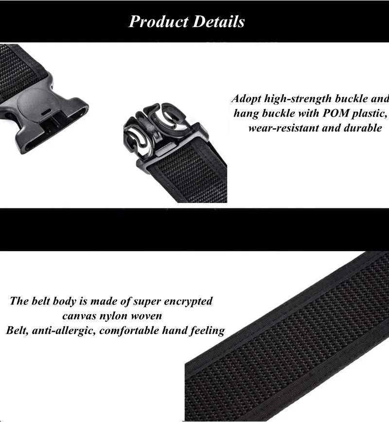 2 in 1 Tactical Belt Quick Release  Buckle MOLLE  Mens Belts width 5CM