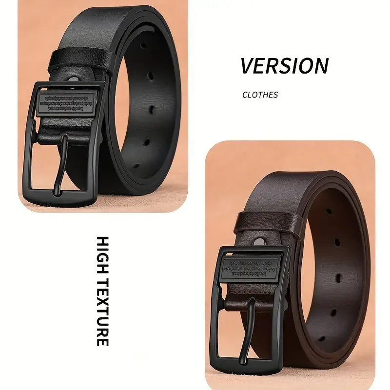 New Leather Cowhide Men's Belt Fashion Metal Alloy Pin Buckle Adult Luxury Brand Jeans Business Casual Waist Male Strap Brand