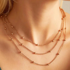 Stainless Steel Necklaces For Women Fashion Multi-Layers 18k Gold Plated Necklace