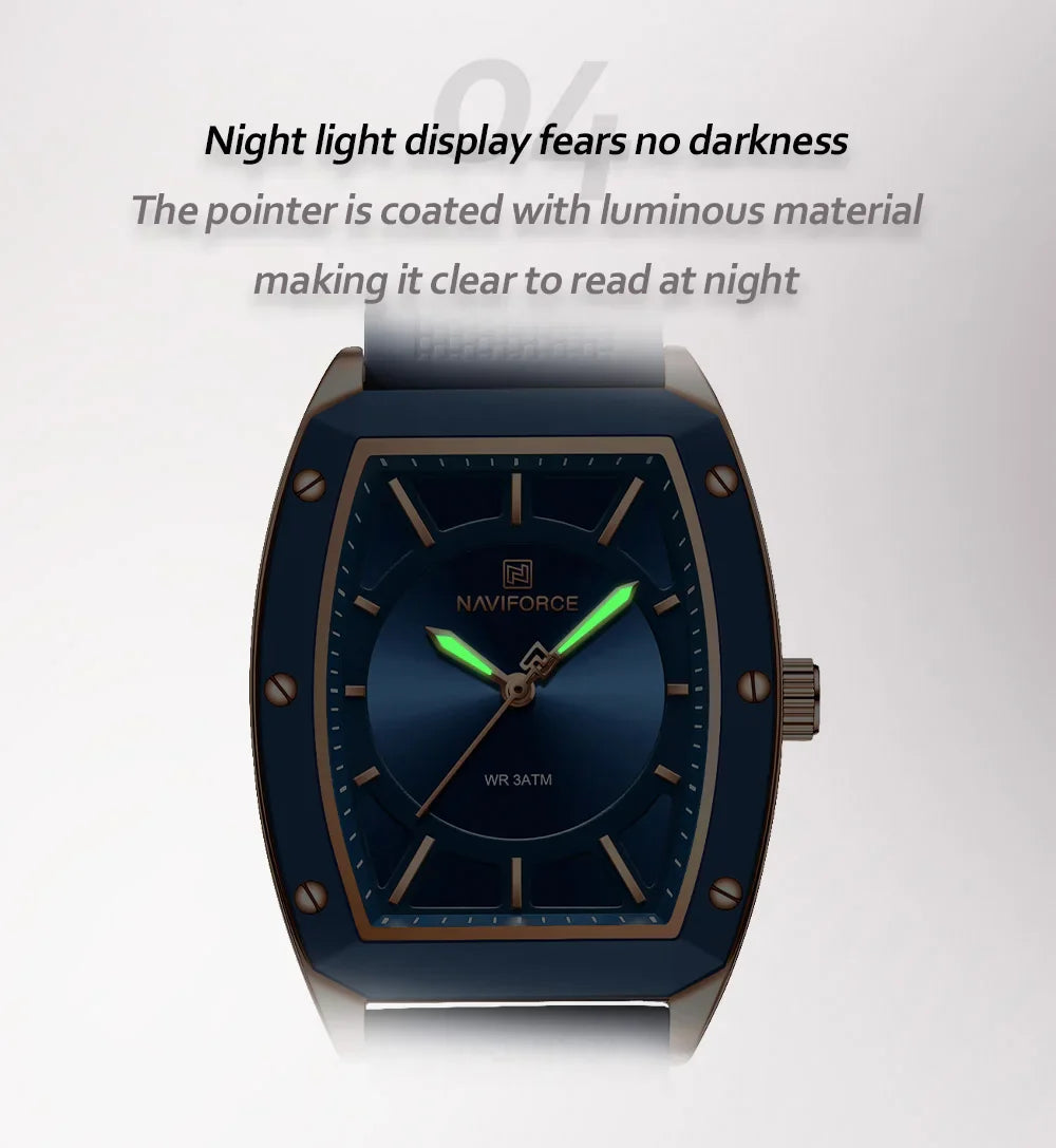 NAVIFORCE Top Brand Women Tonneau Watches Fashion Ladies Quartz Watch Silicone Strap Gift Female Wristwatch Relojes Para Mujer