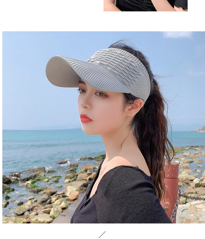 Anti-UV Sun Hats Breathable Adjustable Empty Top Visor Caps for Men