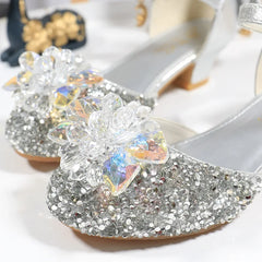 Girls Princess Shoes Performance Crystal Shoes Summer Children High Heels