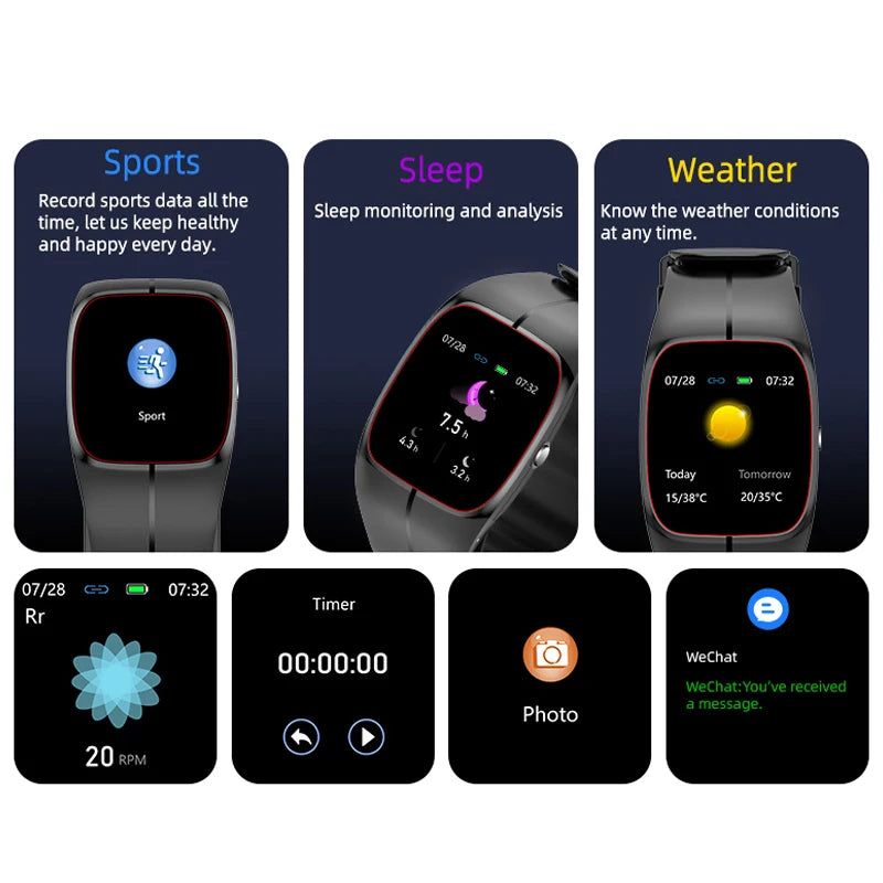 Blood Oxygen Blood Pressure Body Temperature Heart Rate Monitor Smartwatch Men Waterproof Sleep Sport Health Smart Watches Women
