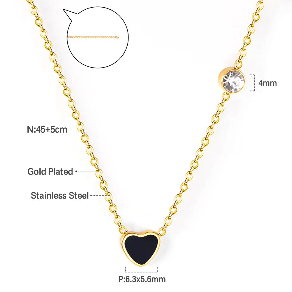 LUXUKISSKIDS Fashion Collier Simple Heart Girls Pendant Necklace Small Love Shape Stainless Steel Hearts Clavicle Choker Jewelry