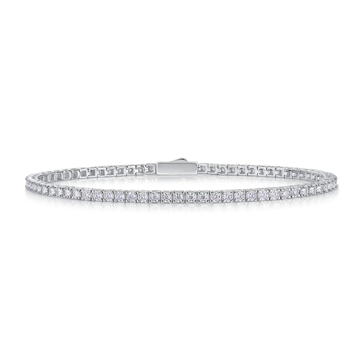 JIUZUAN S925 Sterling Silver Moissanite Tennis Bracelet for Women Simple Row Design Elegant Sparkling Jewelry for Daily Wear