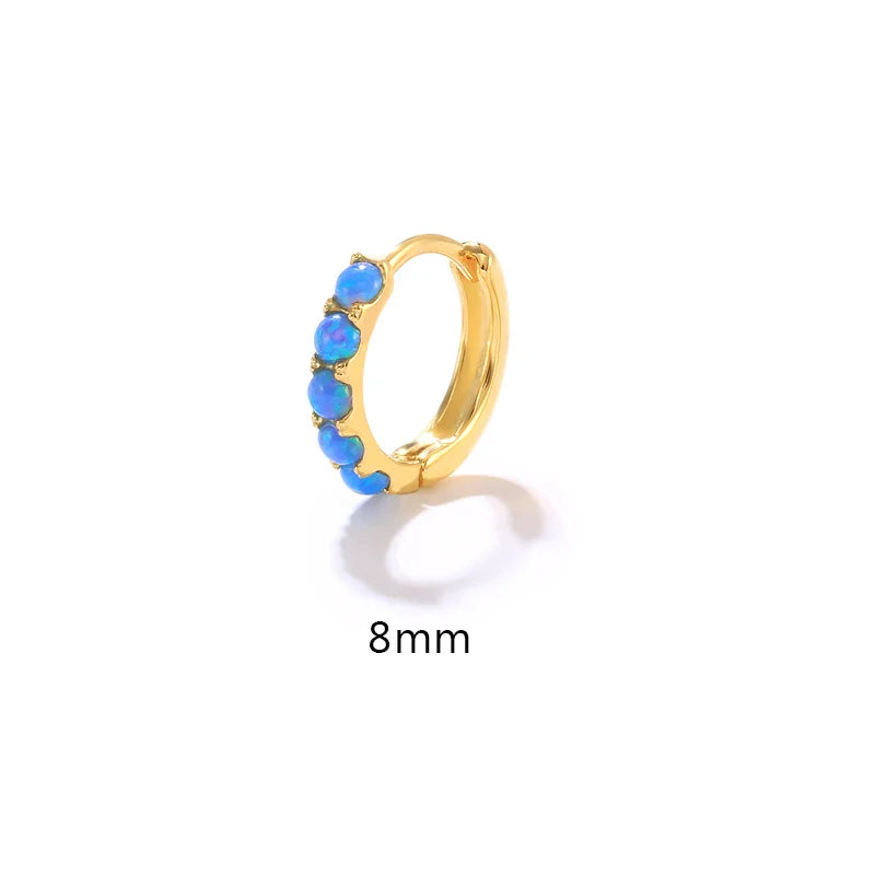 ROXI 6/8/10mm Size Opal Round Hoop Earrings For Women 925 Sterling Silver Circle Earrings Jewelry Bohemia Pendiente Plata 1piece