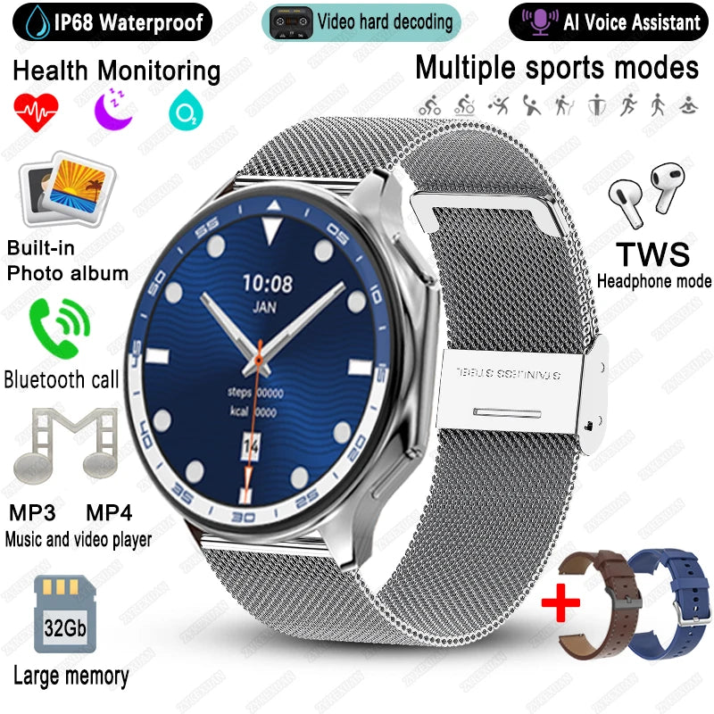 2025 New For OPPO Watch X Smart Watch 4G Memory Music Video HD Bluetooth Call IP68 Waterproof AMOLED Smart Watch TWS Earphones