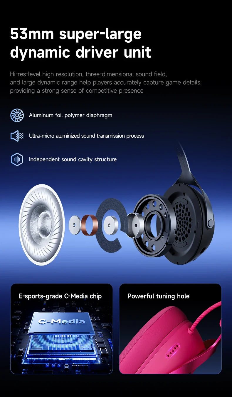 MCHOSE X9 Wireless Headworn Game Headset Bluetooth 2.4G Three Mode E-sports Noise Reduction Headset Desktop Computer Headset FPS