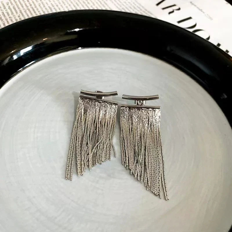 Fashion Statement Earring Long Statement Gold Color Bling Tassel Earrings For Women Female Wedding Daily Pendant Jewelry Gifts