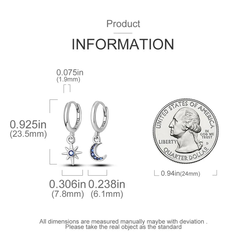 New in 925 Silver Romantic Feather Moon Stars Dream Catcher Earrings For Women Trending Fashion Jewelry Creative Birthday Gifts