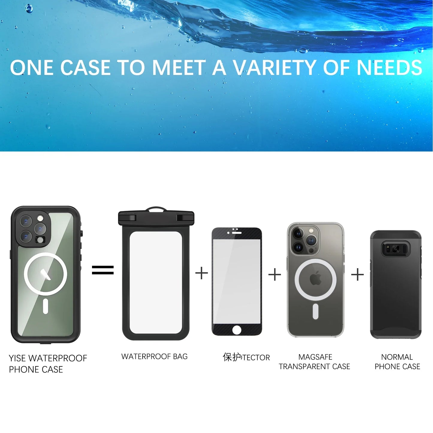 Magnetic shockproof dustproof IP68 professional waterproof phone case for iphone 16 pro max/15/14/13