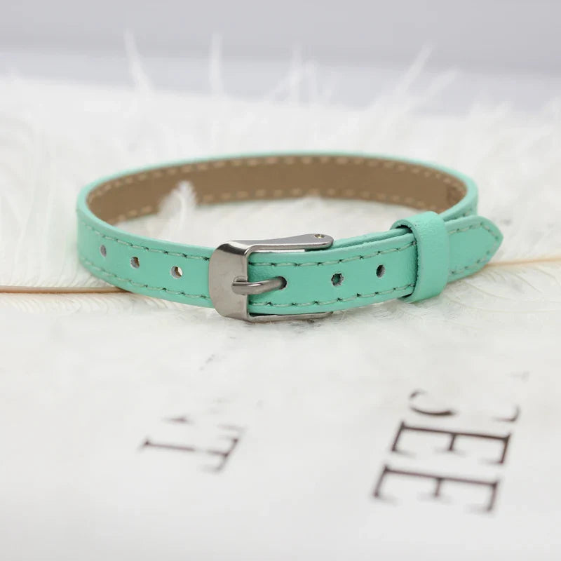 20pcs Real Leather Bracelet Band 8/10mm Width 21cm Length Through Slide Charms Letters Alphabet DIY Jewelry For Women Kids Gift