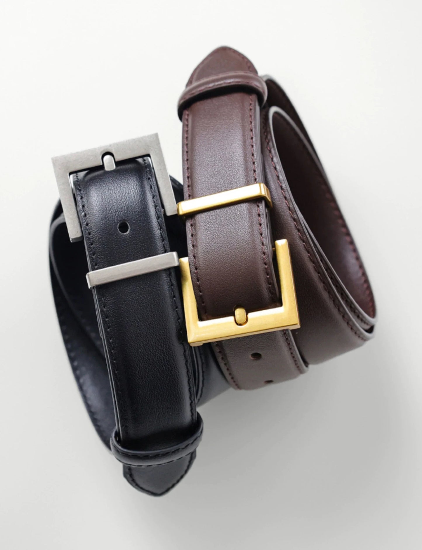 New Luxury Double Genuine Leather Belt for Women Jeans Casual Dress Square Alloy Buckle Ladies Trendy Belts Fashion Waistband