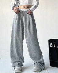 Y2k High Waist Loose Wide Leg Sweatpants Women Sport Pants Casual Sportswear Oversize Gray Trousers Gym Female Korean Streetwear