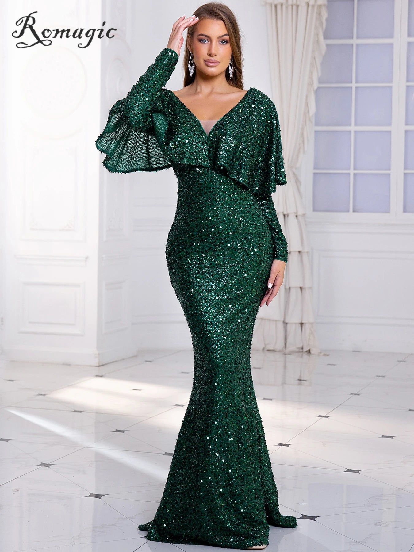 Evening wear Dresses: Full Sleeve With Cape Modest Evening Women Dress