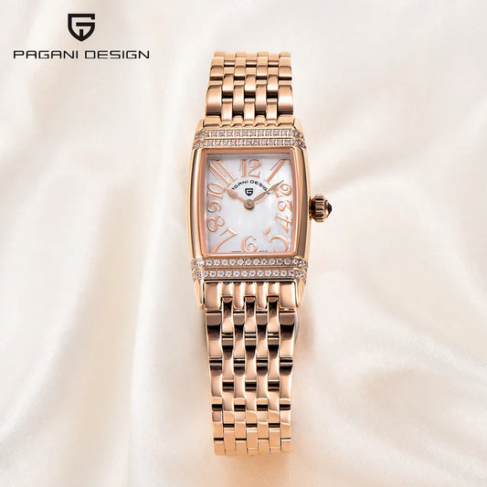 Pagani Design New 22mm Square Women's Quartz Watch Stainless Steel Sapphire Glass 50m Waterproof Women's Quartz Watch