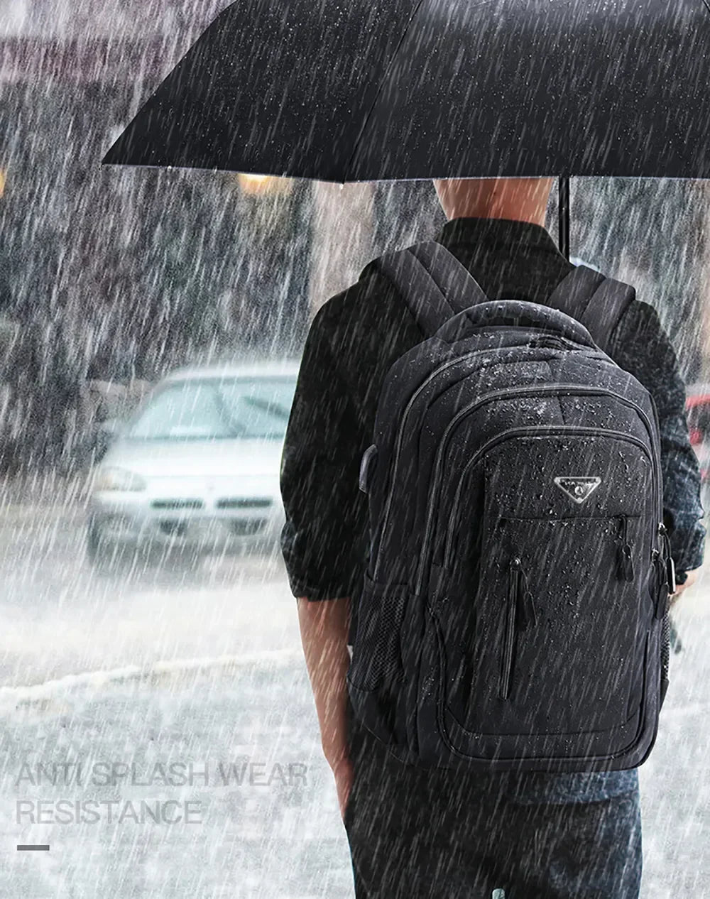 Large Capacity Backpack Men Laptop Backpacks 15.6 Oxford Black Solid High School Bags