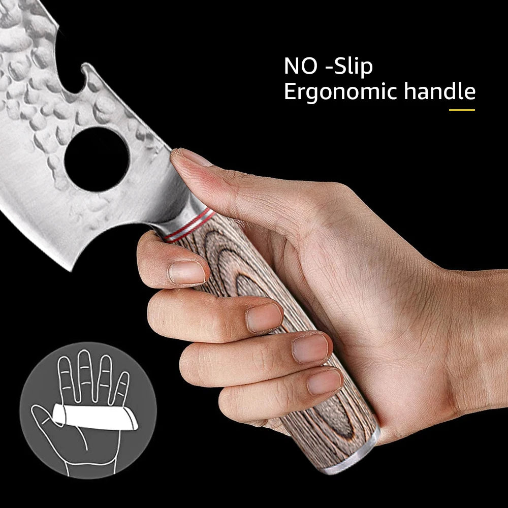 Kitchen Knife Stainless Steel Japanese Chef Knife Full Tang Forged Cleaver Butcher Knife