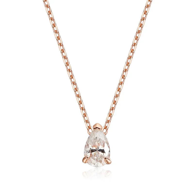 Smyoue Certified 1CT 2CT Pear Cut D VVS1 Moissanite Necklace for Women 18k Gold Plated Jewelry 100%  Sterling Silver 925 Pendant