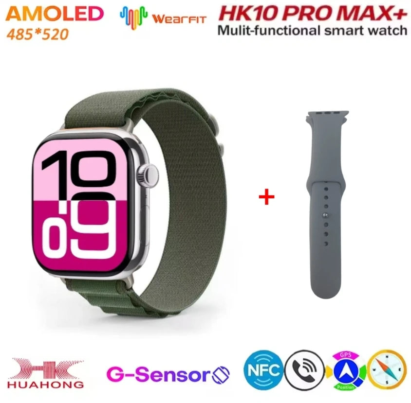 HK10 Pro Max  AMOLED Smart Watch Men WiFi Bluetooth Call ChatGPT Compass G-Sensor Photo Album Sport Smartwatch for Android IOS